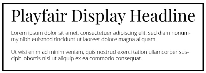 Playfair Display Heading Open Sans Copy Font Example