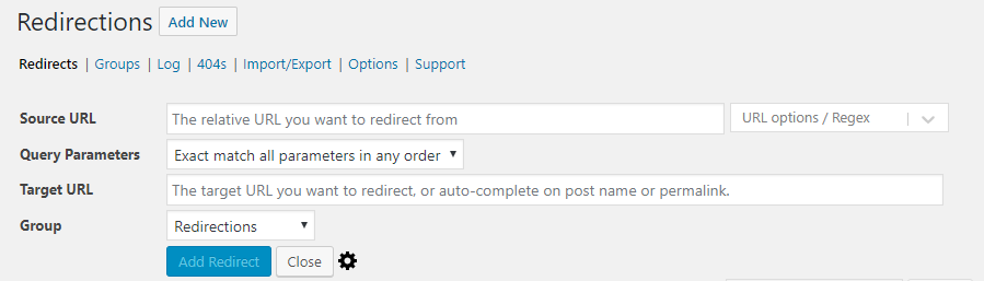 Redirection Plugin 301 Redirect Screenshot