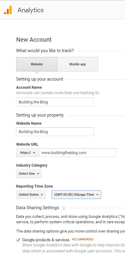 Google Analytics Setup New Account