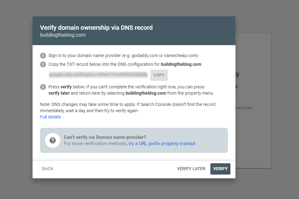 Verify Domain Ownership Via DNS Record