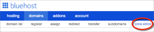 Bluehost Domains Zone Editor