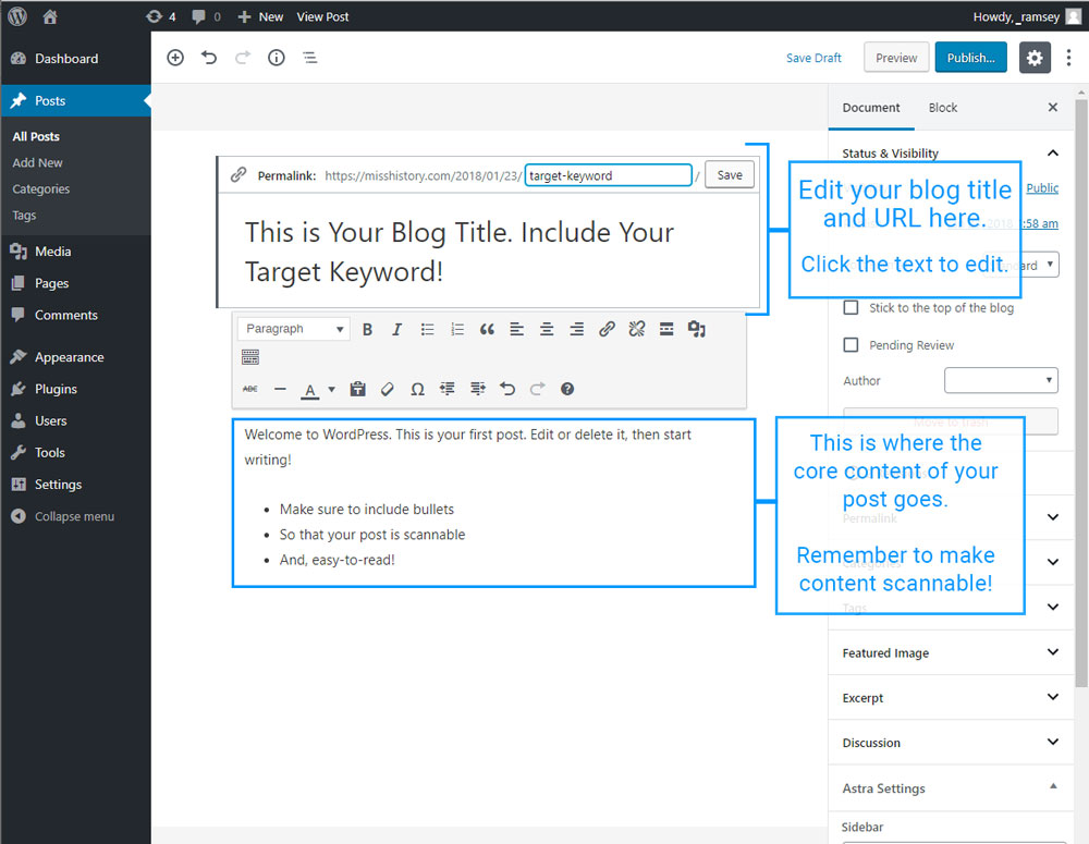 Basic WordPress Blog Post Diagram