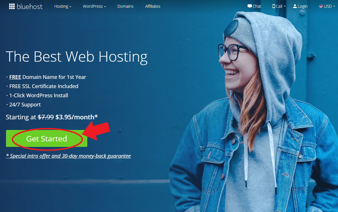 Bluehost Get Started Landing Page
