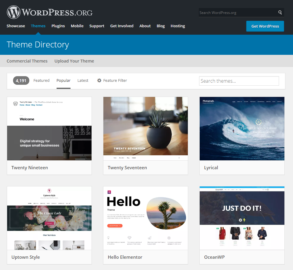 Wordpress Theme Directory Screenshot