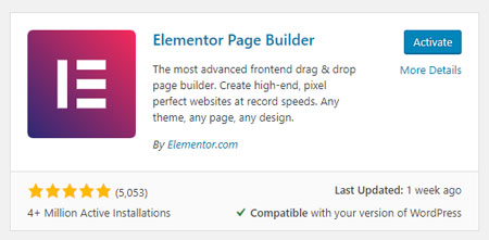 Activate Elementor Page Builder