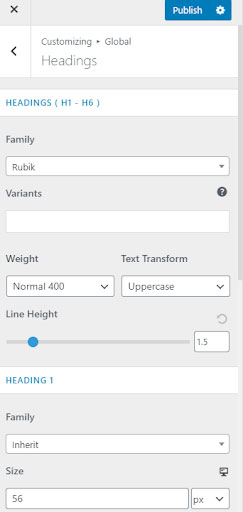 Customizing Global Headings in WordPress