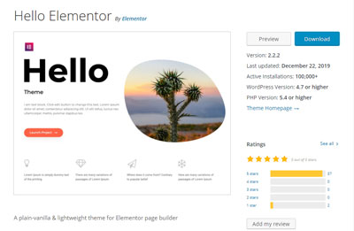 Free WordPress Theme Hello Elementor