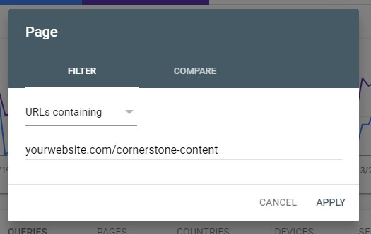 Page Filter Google Search Console