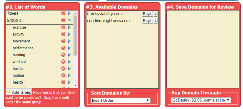 Bust a Name Domain Tool with Grouping